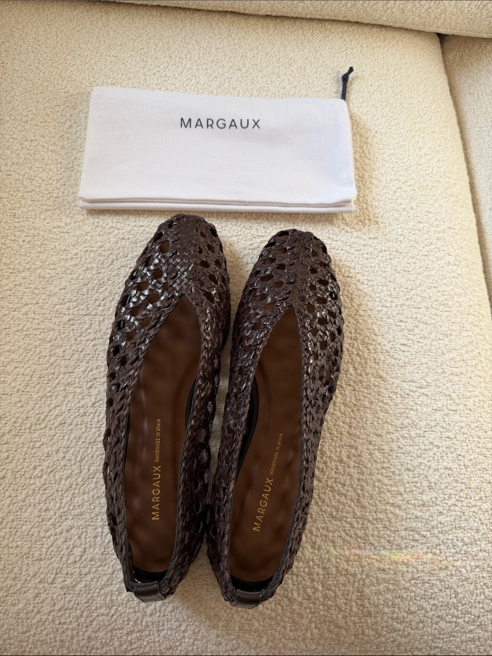Margaux Dark Brown Woven Leather Flats